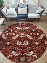 Ковер Creative Carpets - machine made Птицы 40082 красно-бордовый по мотивам Земляничный вор Уильяма Морриса КРУГ