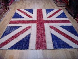 Разноцветный круглый ковер винтажный ручной работы Британский флаг Vintage Flag Patchwork 22229